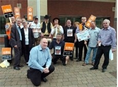 The GMB led a protest outside the court this morning