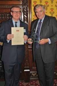 Best Bar None: Neil Jennings of the Gatecrasher in Birmingham accepts his award from Lord Henley
