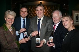 (l-r) British Beer and Pub Association (BBPA) chief executive Brigid Simmonds, Andrew Griffiths MP, Keith Bott of Titanic Brewery, Robert Humphreys and Christine Cryne of Campaign for Real Ale, at the event hosted by the BBPA, Society of Independent Brewers and CAMRA, at the event 