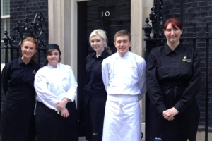 Apprentices from Charnwood Training Group and Robinsons Brewery, outside No. 10
