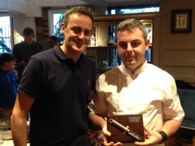 Fuller's MD Jonathan Swaine (left) and winner Damien Greczycho
