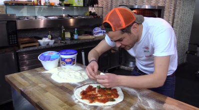 Galbani's brand ambassador Joe Hurd makes a classic pizza from Napoli