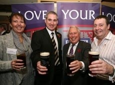 Cheers: (l to r) Ward, Mullholland, Neill and Red Lion manager Peter Cliffe