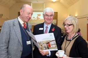 Anthony Bush from Herefordshire Council (left) Pub is the Hub's John Longden and Helen Coombes