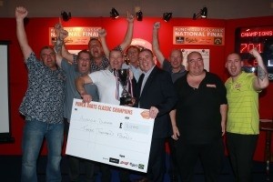 Last year's darts winners celebrating at the national finals