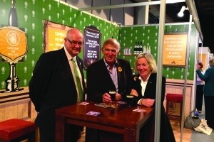 Camra director Julian Hough, Minister Vince Cable and MP Tessa Munt