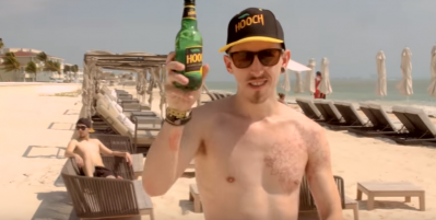 Banned: video shows the YouTuber performing outlandish feats to deliver Hooch to his friends