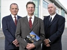 Mike Voyzey, James Staughton and Ian Blunt outside the new distribution centre