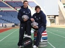 Scottish rugby players Chris Cussiter and Ross Ford mark the new deal