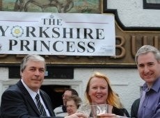 Otley Pub Group members including chairman Pete Jackson (left) and Greg Mulholland MP (right)