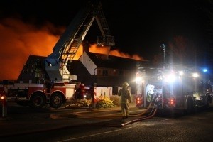Fire crews were unable to save the roof of the Tayleur Arms