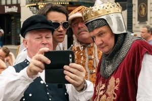 King Henry VIII, Richard I, Elvis Presley and a Pearly King in London yesterday, taking their very first selfie