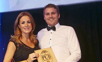Josh Eggleton with his Best food pub award from the Great British Pub Awards 2014