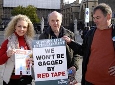 Music campaigners demonstrated outside Parliament last week