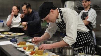 Jamie Kilby of the Greyhound in Siddington plates up his winning entry