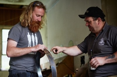 Authentic: Head brewer Simon Wood (left) commissioned master cooper Alastair Simms (right) to build barrels from reclaimed wood. Photo: Emma Guscott