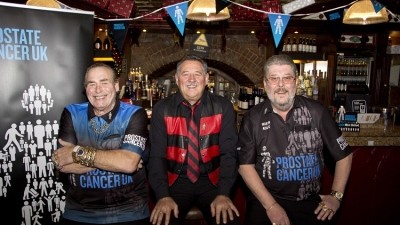 Men United: (l-r) darts legends Bobby George, Dennis Priestley and Martin Adams