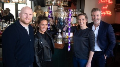 Big kick-off: John Hartson, Fara Williams, Rachel Brown-Finnis and Robbie Savage will manage the 2019 BT Sport Pub Cup finalists at St James's Park