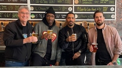 So Solid Brew: British band So Solid Crew team up with Ascot Brewery to create commemorative beer (Pictured: Harvey and Mega from So Solid Crew with Chris Davies and Connor from Ascot)