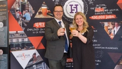 Celebrating partnership: BBPA and MPs celebrate pub partnership model (Pictured: MP Mike Wood with BBPA chief executive Emma McClarkin / Credit: Gill Shaw)