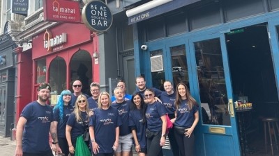 Bar-a-thon walk: the Be At One team walked 26 miles to raise money for the Motor Neurone Disease Association charity 