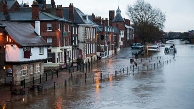 Weather warnings: heavy rainfall and floods put pressure on pubs (Pictured: previous floods near the River Ouse in York /Credit: Getty/onfilm)