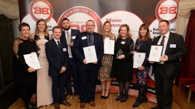 Best in the game: Best Bar None award winners (l-r) Tracey Ford (Sheffield); Laura Mason, Simon Barker, Garreth Robinson and Ben Dixon (Barnsley); Alison Watkin and Ann Williams (Wrexham); Cat MacDonald (Plymouth); and Simon Lane (Exeter)