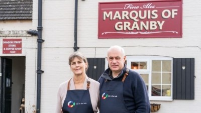 Supporting local residents: owners of the Marquis of Granby Sara Barton and Sean McArdle outside the pubs new store and coffee shop