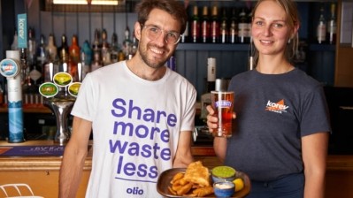 Fighting food waste: St Austell partners with Olio to distribute surplus food (Pictured: Andres Figar from Olio and Elle Sambrook from St Austell Brewery)