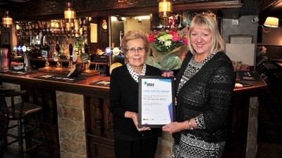 Service rewarded: licensee Jean Thompson is celebrating 40 years running the Sea View pub