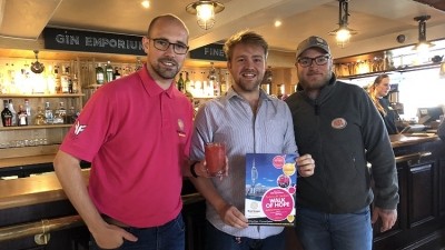 Charity support: Tim Green and Cairan St Ledger from Brain Tumour Research are pictured with Still & Hope pub manager Daniel Bowden