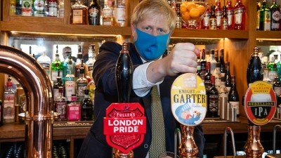 Pouring a pint: Prime Minister Boris Johnson visited a pub in his constituency last Friday (10 July)