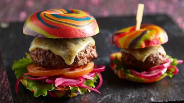 RESIZED the shires rainbow burger buns