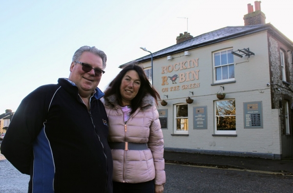 Robin Smallbone and Michelle Gordon outside the pub