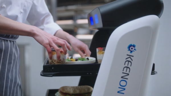 SoftBank Robotics tray delivery cobot with food