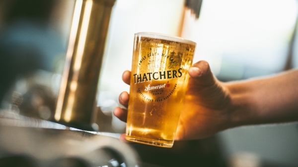 Thatchers Gold font and pint