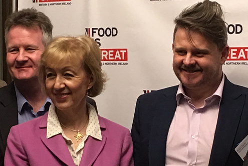 Exporting: Andrea Leadsom with First Chop Brewing Arm 