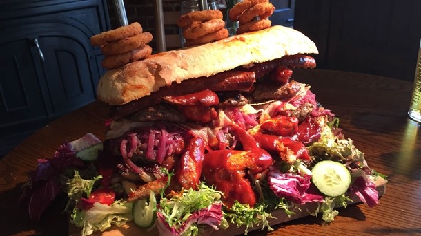 The "Fantastic Four" burger, available upon request from the Anchor, Faversham