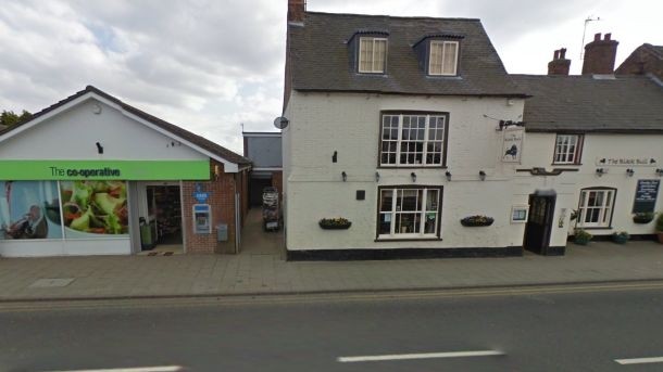Ram raid: the shop and pub are just a few feet apart