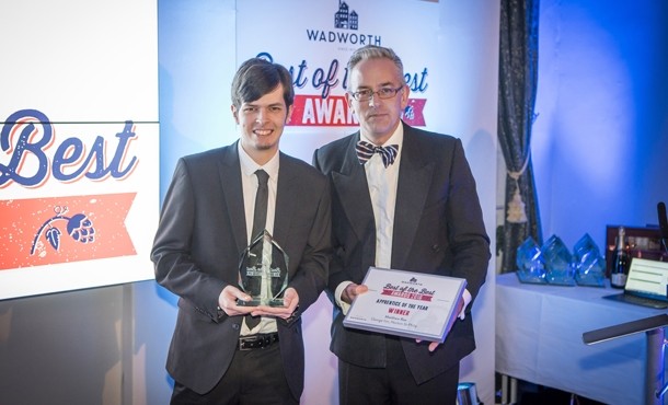 Winner: Apprentice of the Year Matthew Rae with Wadworth ops director Rupert Bagnall