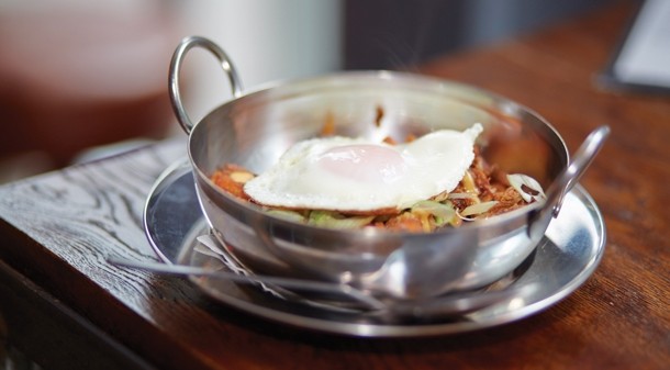 Bad Egg's pulled pork and kimchi hash