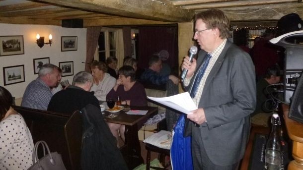 John Howell MP for Henley as quizmaster The Crown Sydenham, Oxfordshire