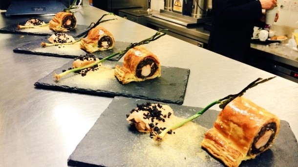 Winning entry: the rabbit, black pudding and ham sausage roll took the title