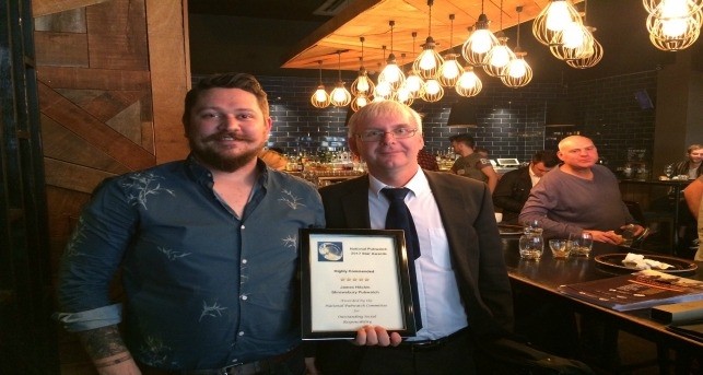 Star honoured: James Hitchin with National Pubwatch's Trevor Pepper