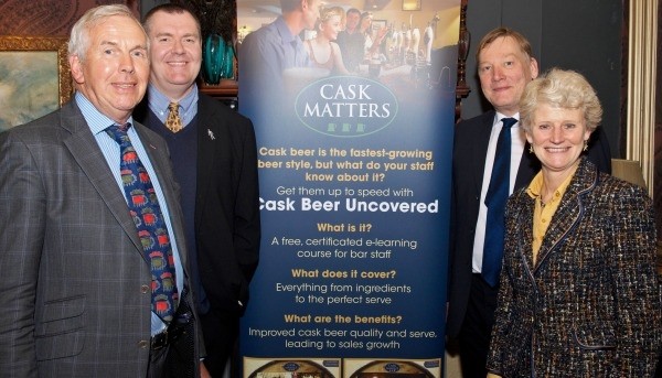 Paul Nunny of Cask Matters; Punch Taverns' Andy Slee; Community Pubs Minister Kris Hopkins and BBPA chief Brigid Simmonds
