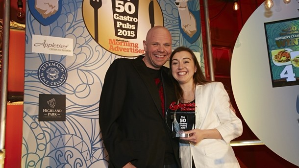 Amelia Thornhill (R) with Top 50 Gastropubs presenter Tom Kerridge