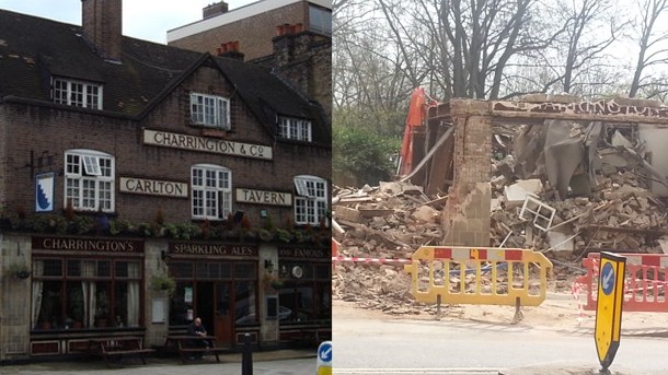 The pub was bulldozed without permission in April 