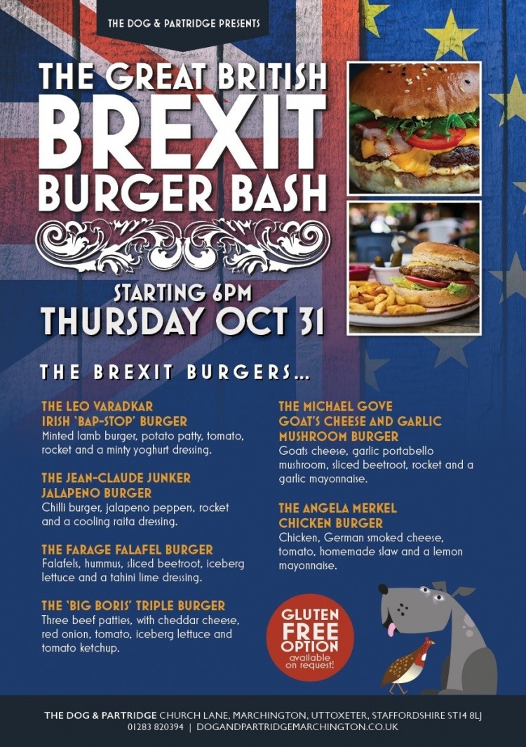 On the menu: the burgers are all named after politicians involved in Brexit negotiations