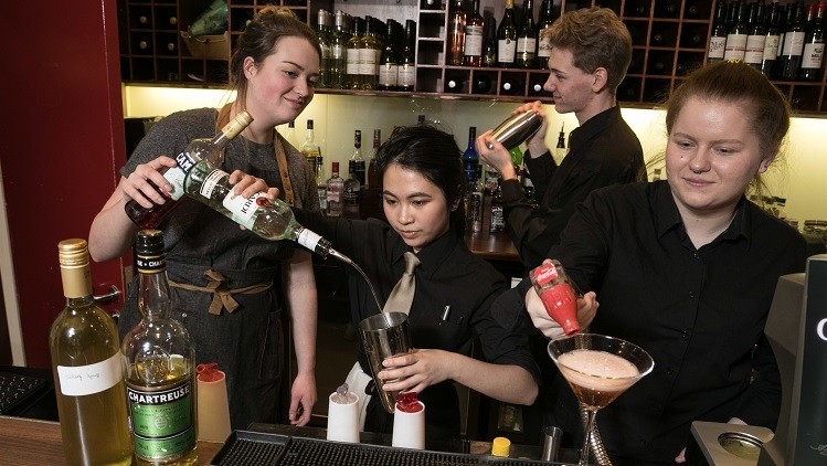 Cocktail cohort: Ruddington Arms staff helped teach students about mixing drinks