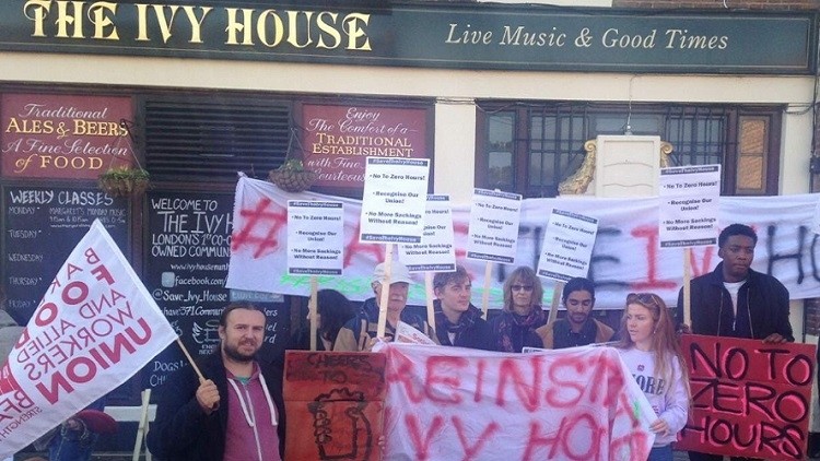 Rights fight: staff at the Ivy House want the pub to stop using zero-hours contracts (image: Shen Batmaz)